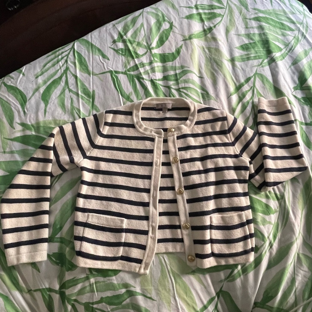Jcrew Striped Cream and Black Cardigan XS